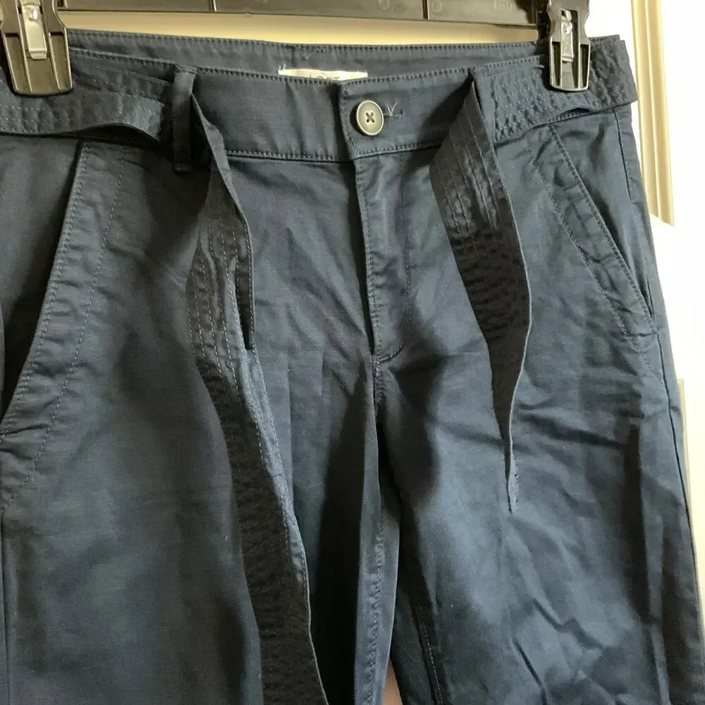 LOFT Navy Blue Ankle Length Casual Pants with Belt -‎ Size 2 - NEW